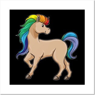Horse with Rainbow Colors Posters and Art